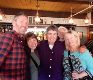 At The QUICK PIVOT launch party: Chris Holm, Katrina Niidas Holm, me, Ken Cohen, Kate Flora